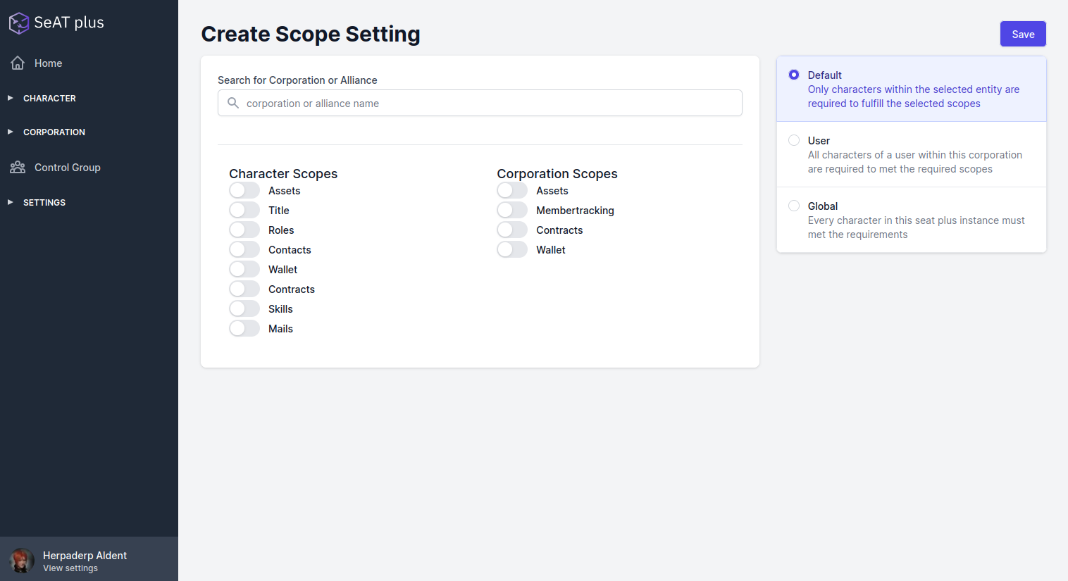 Scope Settings